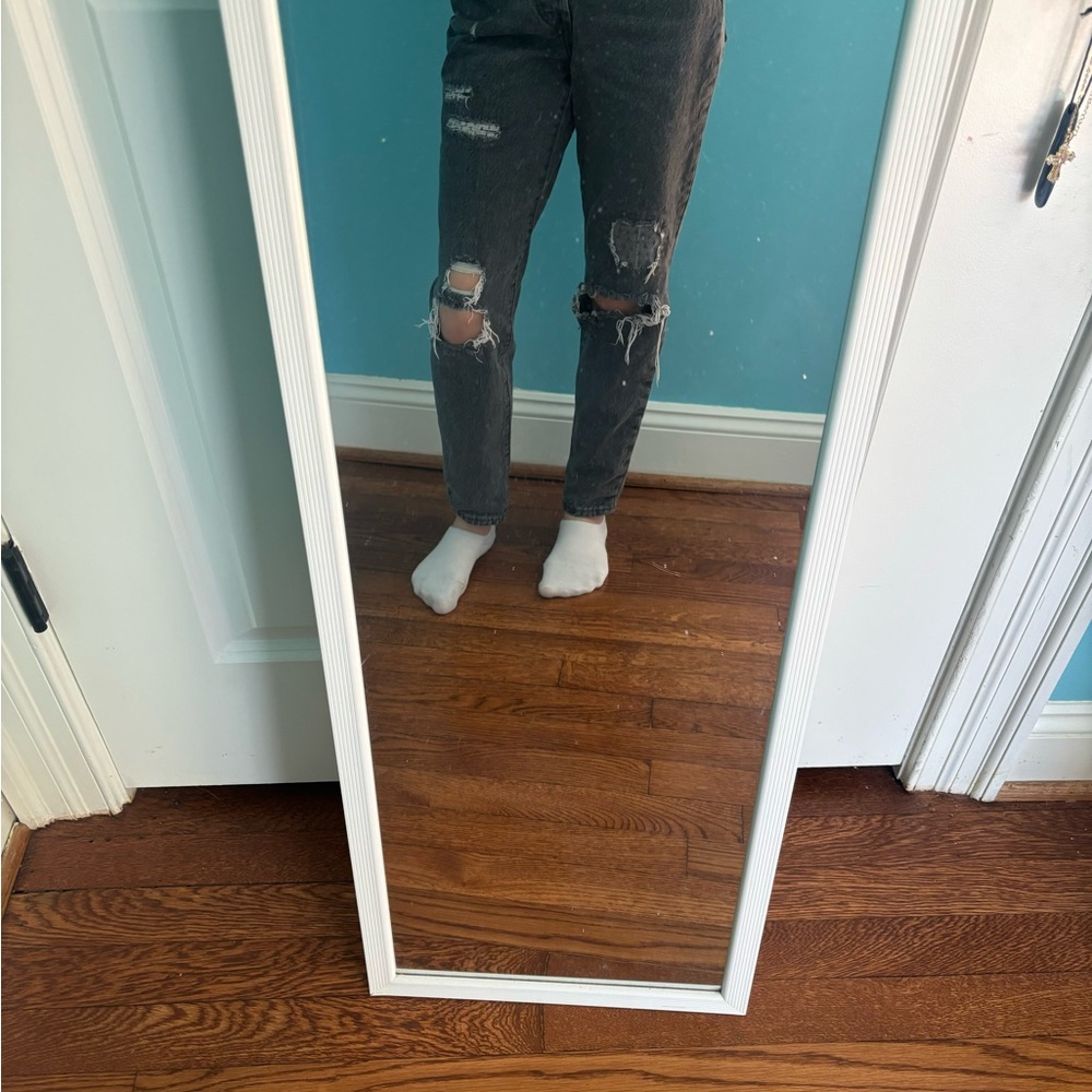 Black ripped straight jeans